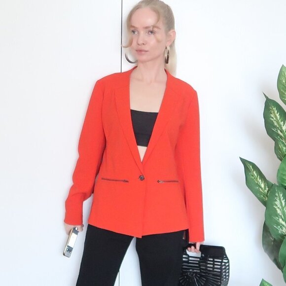 Trouve Size Medium Red Zip Pocket  Single-breasted Career Work Blazer / Jacket - Picture 2 of 12